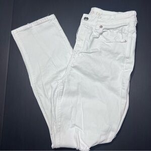 American Eagle Mom Straight Jean White Distressed Jeans Size 8